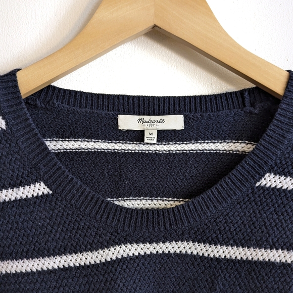 Madewell Chronicle Texture Pullover Sweater in Navy Blue Stripe - Picture 5 of 7